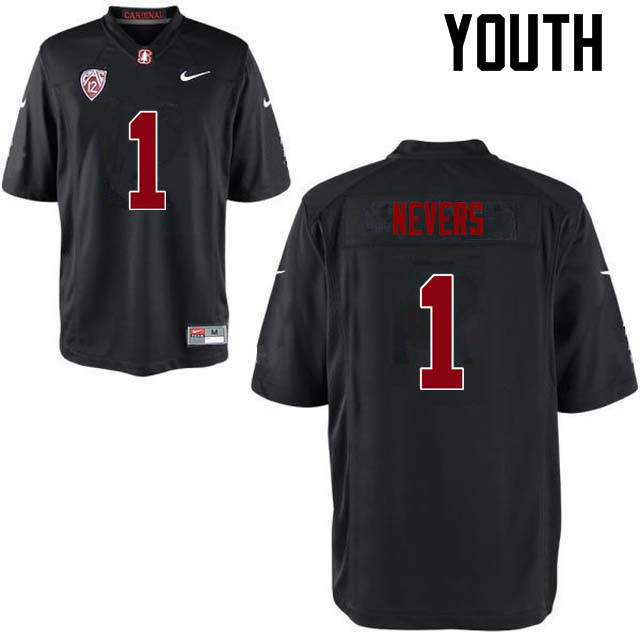 Youth Stanford Cardinal #1 Ernie Nevers College Football Jerseys Sale-Black - Click Image to Close